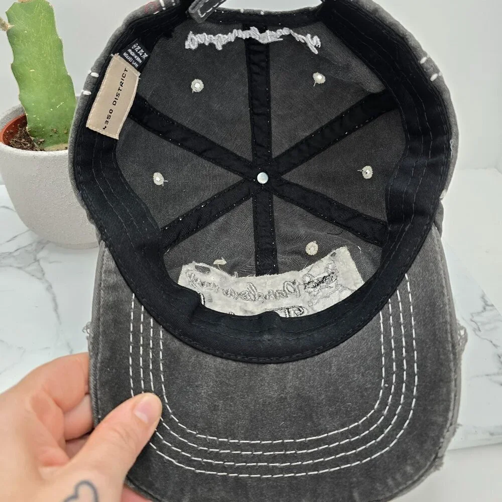 boho Pardon My French embroidered gray canvas adjustable baseball hat - Picture 7 of 8